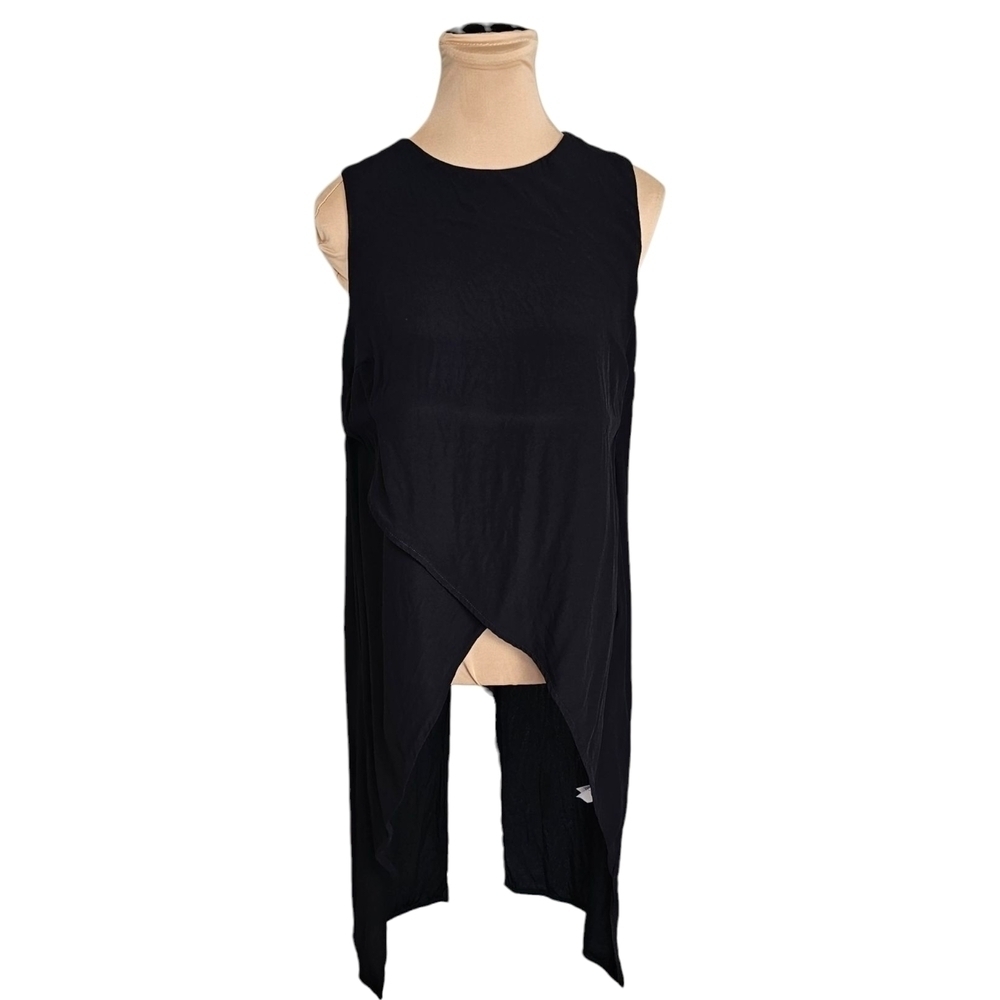 Bardot Unique Elegant Black Sleeveless Short Front Long Back Top Sz 10 L